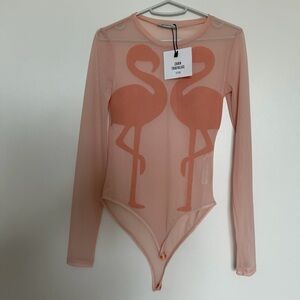 Zara Sheer Flamingo Bodysuit